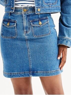 Draper James Medium Blue Denim Pocket Mini Skirt